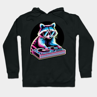 Retro Raccoon DJ Funny Raccoon Hoodie